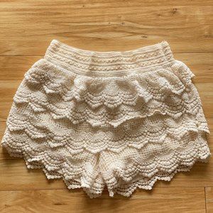 Charlotte Russe Ivory Lace Fitted Shorts